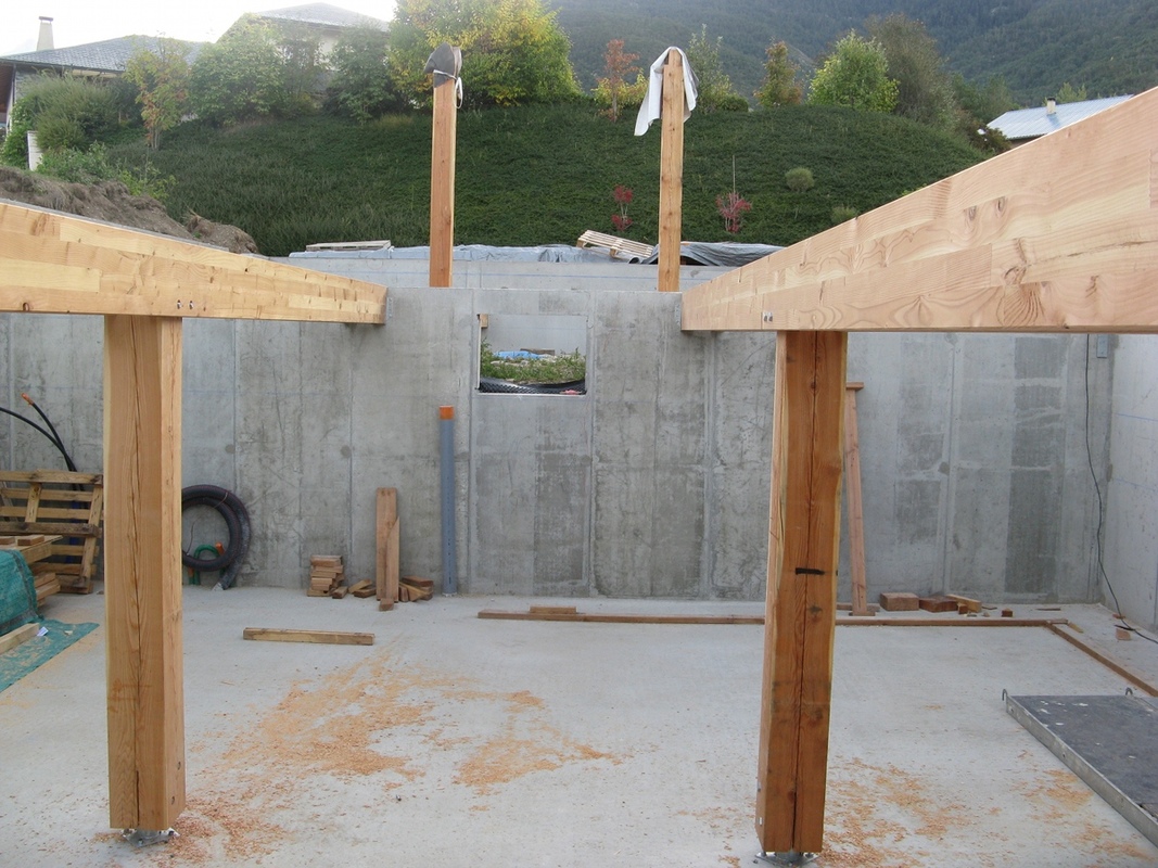 ossature de reprise de charge de la dalle bois/paille